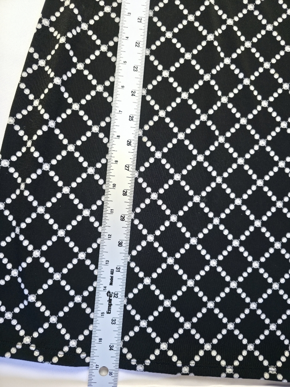 White House Black Market Dress Women Size M Black White Print Stretch 3/4 Sleeve - Picture 9 of 10